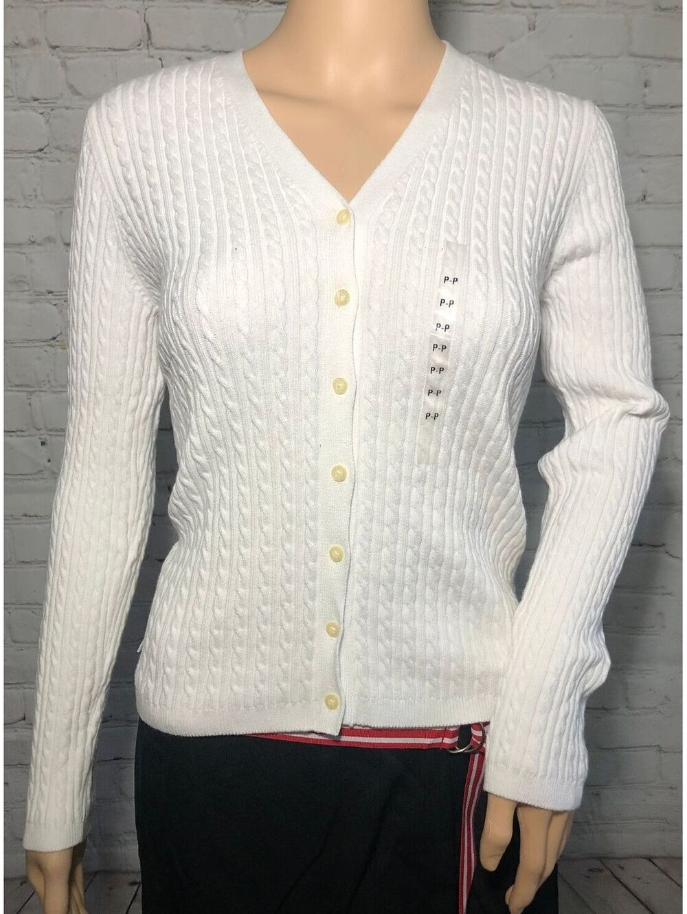 Lauren Ralph Lauren Petite White button down sweater P/P NWT $99